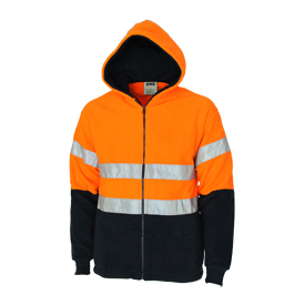 Hivis full zip polar fleece hoodie with CSR R/tape